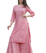 RF 1046 Pink Kurti Sharara Set