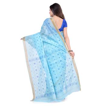 Blue hand woven cotton saree  2