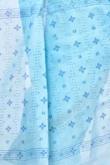 Blue hand woven cotton saree 