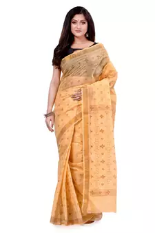 Gold hand woven cotton saree 