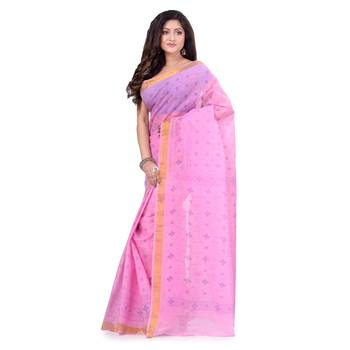 Pink hand woven cotton saree  3