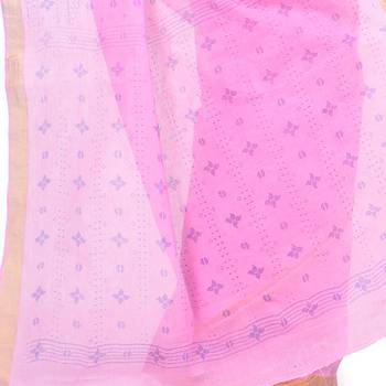 Pink hand woven cotton saree  4