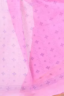 Pink hand woven cotton saree 