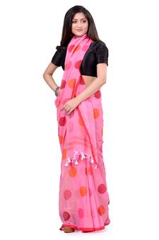 Multicolor Hand Woven Cotton Saree Without Blouse