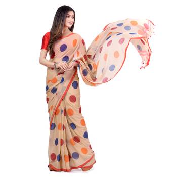 Red Hand Woven Cotton Saree Without Blouse 1