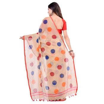 Red Hand Woven Cotton Saree Without Blouse 2