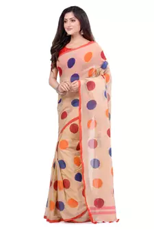 Red Hand Woven Cotton Saree Without Blouse