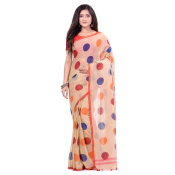 Red Hand Woven Cotton Saree Without Blouse 5
