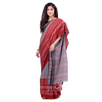 Multicolor hand woven cotton saree with blouse 1