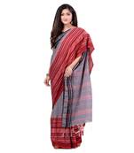 Multicolor hand woven cotton saree with blouse