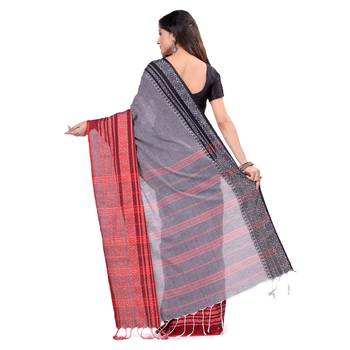 Multicolor hand woven cotton saree with blouse 2