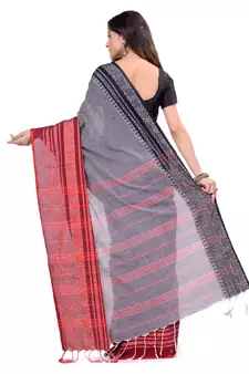 Multicolor hand woven cotton saree with blouse