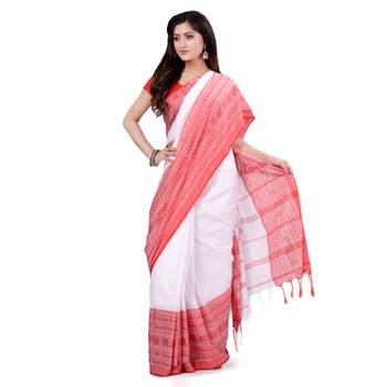 Multicolor hand woven cotton saree with blouse 1