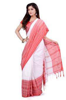 Multicolor hand woven cotton saree with blouse