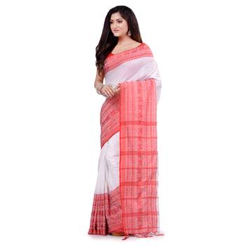 Multicolor hand woven cotton saree with blouse 3