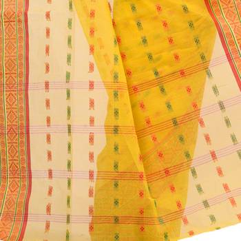 Multicolor Hand Woven Cotton Saree Without Blouse 4