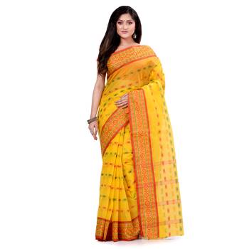 Multicolor Hand Woven Cotton Saree Without Blouse 5