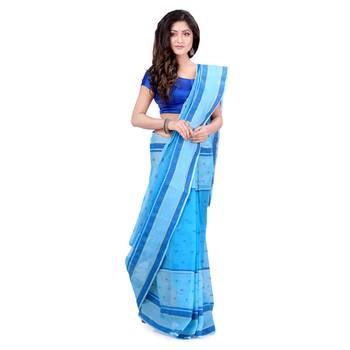 Blue hand woven cotton saree  1