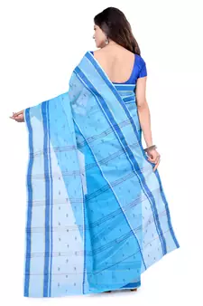 Blue hand woven cotton saree 