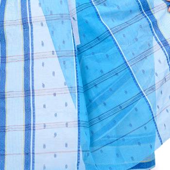Blue hand woven cotton saree  4