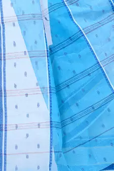 Blue hand woven cotton saree 