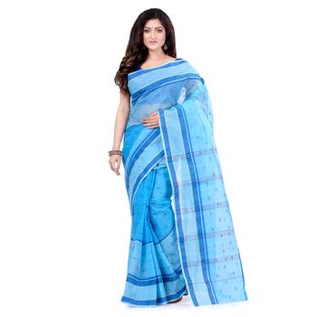 Blue hand woven cotton saree  5