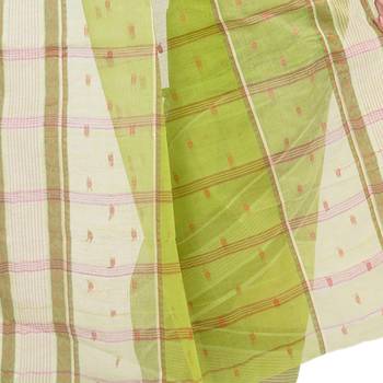 Green hand woven cotton saree  4