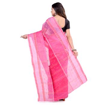 Pink hand woven cotton saree  2