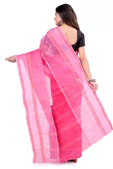 Pink hand woven cotton saree 