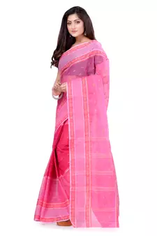 Pink hand woven cotton saree 