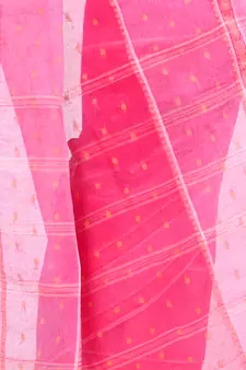 Pink hand woven cotton saree 