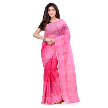Pink hand woven cotton saree  5