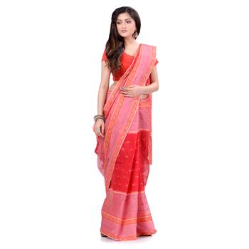 Red hand woven cotton saree  1