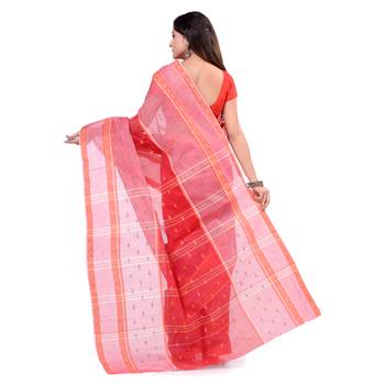 Red hand woven cotton saree  2