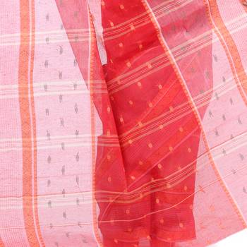 Red hand woven cotton saree  4
