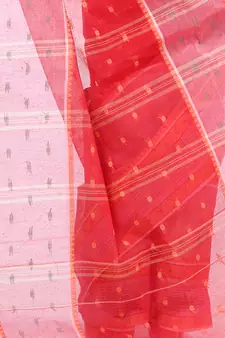Red hand woven cotton saree 
