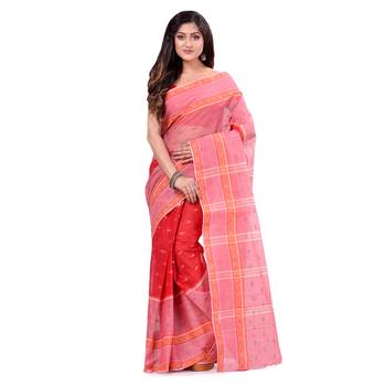 Red hand woven cotton saree  5