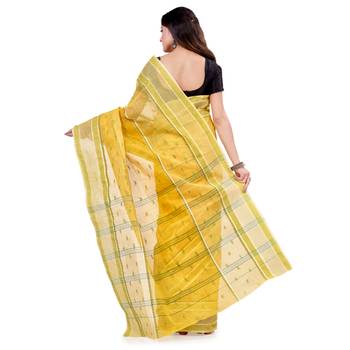 Yellow hand woven cotton saree  2