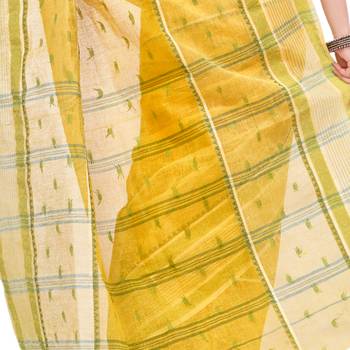 Yellow hand woven cotton saree  4