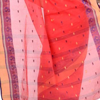 Red Hand Woven Cotton Saree Without Blouse 4