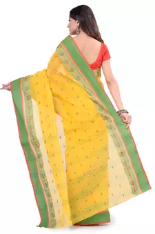 Yellow Hand Woven Cotton Saree Without Blouse