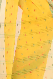 Yellow Hand Woven Cotton Saree Without Blouse