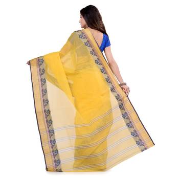 Yellow Hand Woven Cotton Saree Without Blouse 2