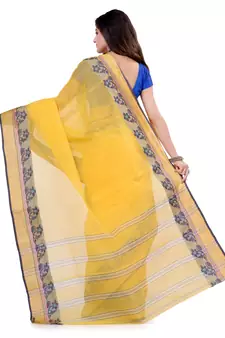 Yellow Hand Woven Cotton Saree Without Blouse