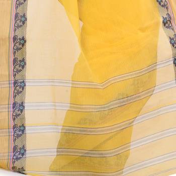 Yellow Hand Woven Cotton Saree Without Blouse 4