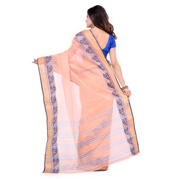 Orange Hand Woven Cotton Saree Without Blouse 2