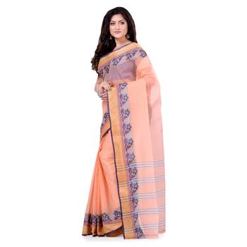 Orange Hand Woven Cotton Saree Without Blouse 3
