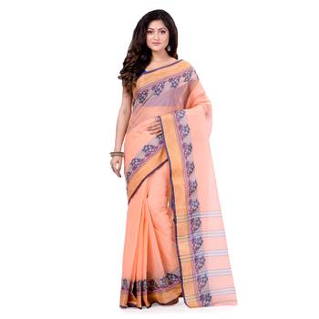 Orange Hand Woven Cotton Saree Without Blouse 5