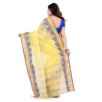 Yellow Hand Woven Cotton Saree Without Blouse 2