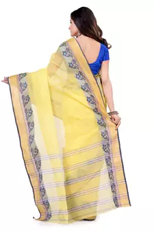 Yellow Hand Woven Cotton Saree Without Blouse
